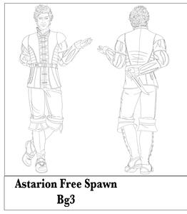 Astarion front and back charecter sheet lineart